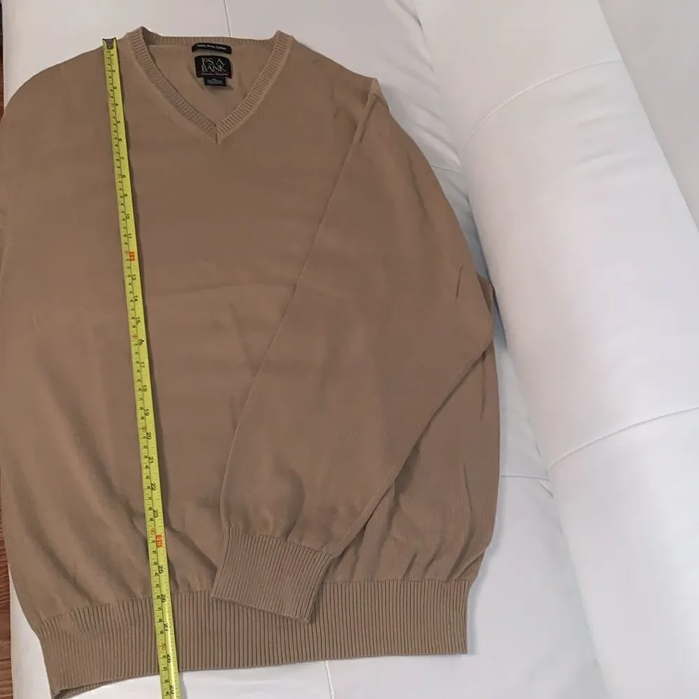 NWT Jos.A.Bank V-Neck Primary Cotton Tan Sweater Men’s Pullover Size XL
